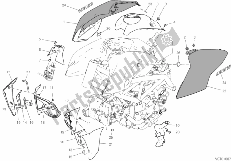 All parts for the 36b - Fairing of the Ducati Hypermotard 950 2019